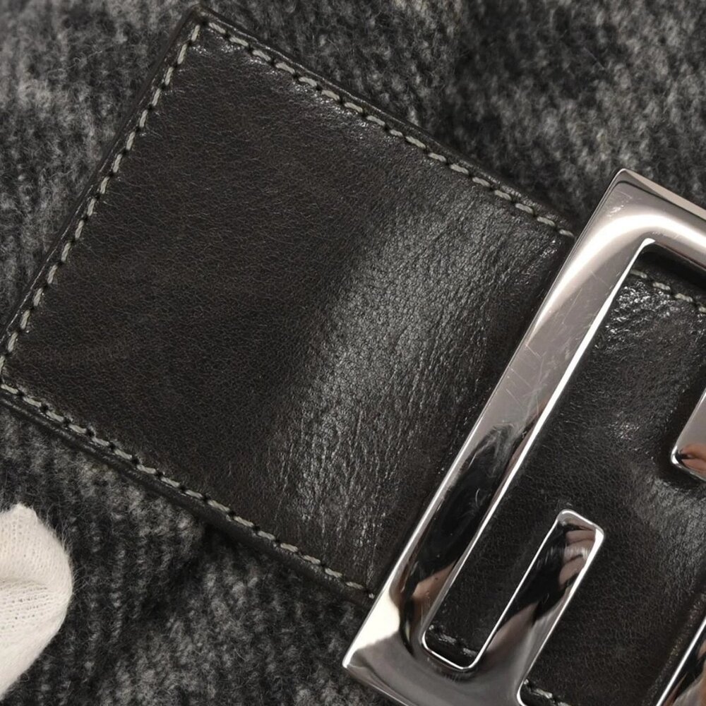 Fendi Gray Wool Zucca Baguette Handbag - Picture 4 of 10